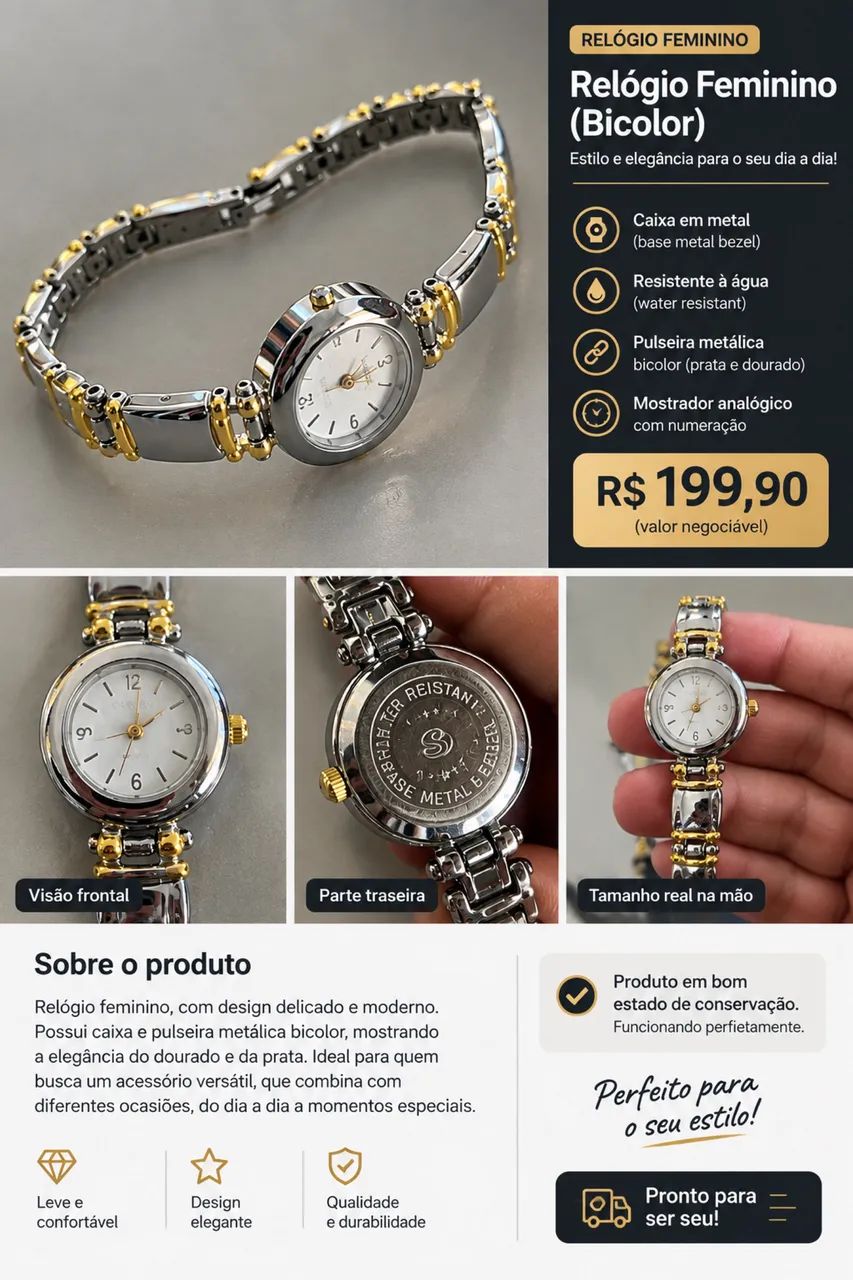 Relógio Feminino Bicolor