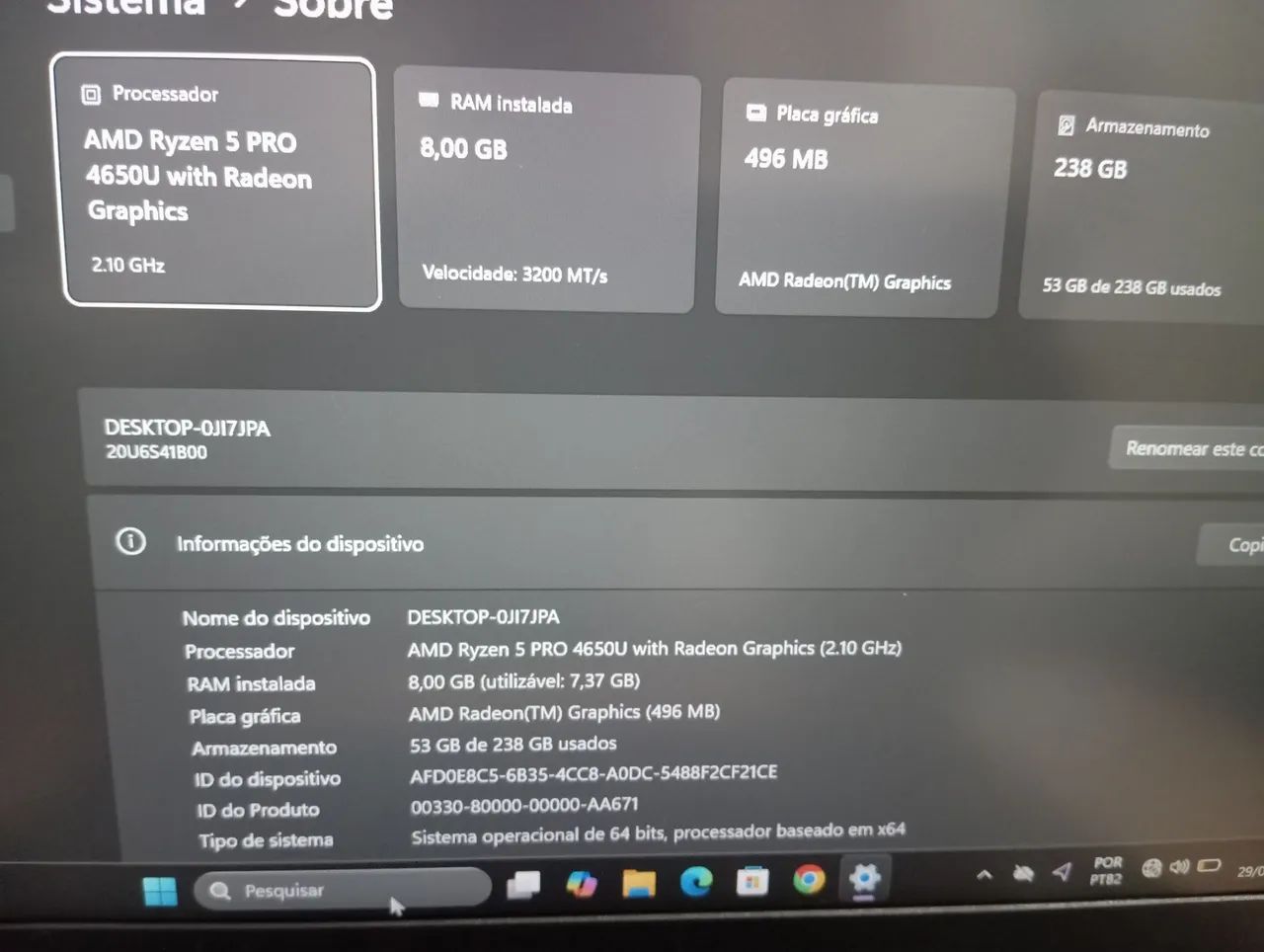 Notebook Lenovo L14 GEN1 tela FULL HD  - Foto 2