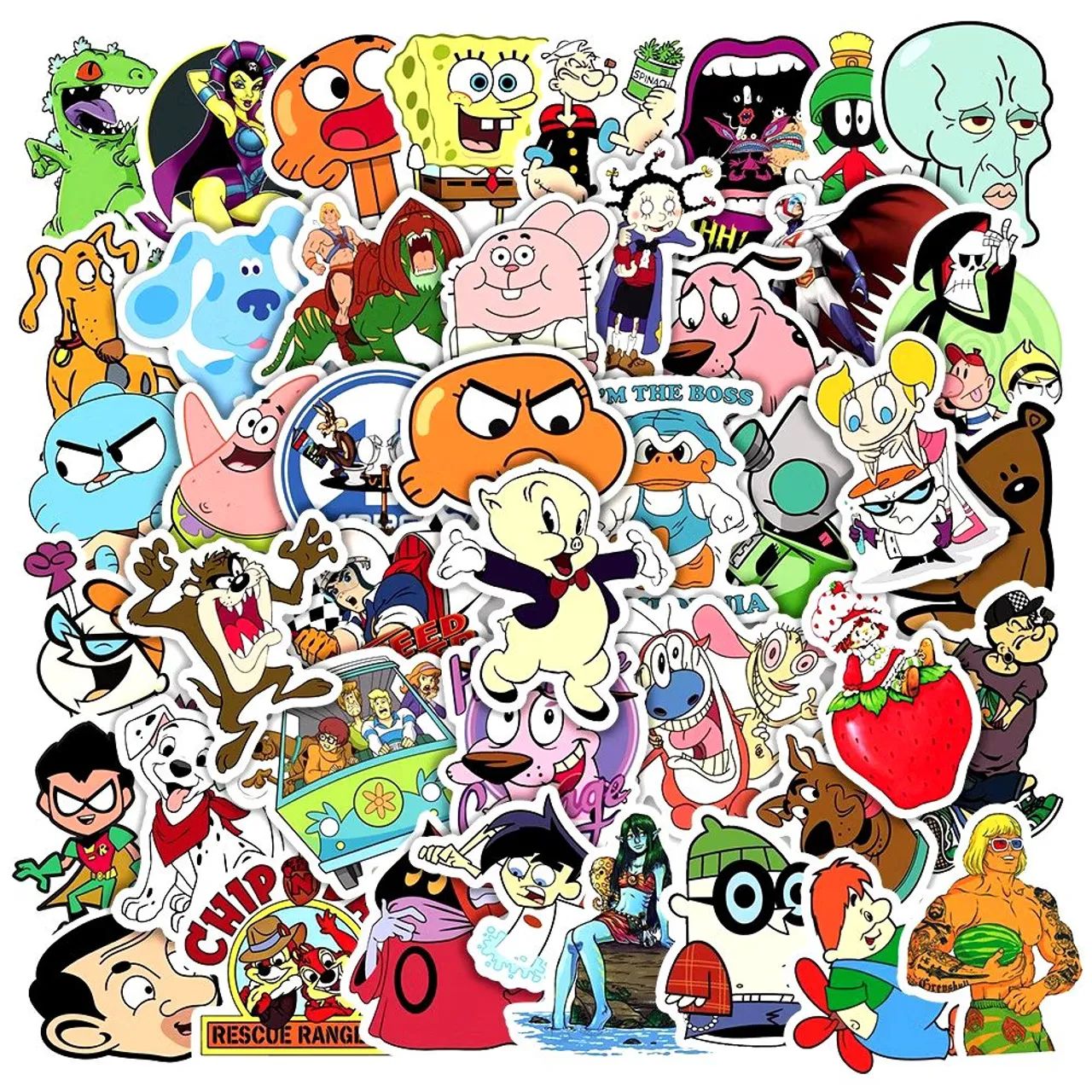 KIT 7 ADESIVOS DESENHOS ANIMADOS ANOS 80, 90 E 2000 POR 10 REAIS 