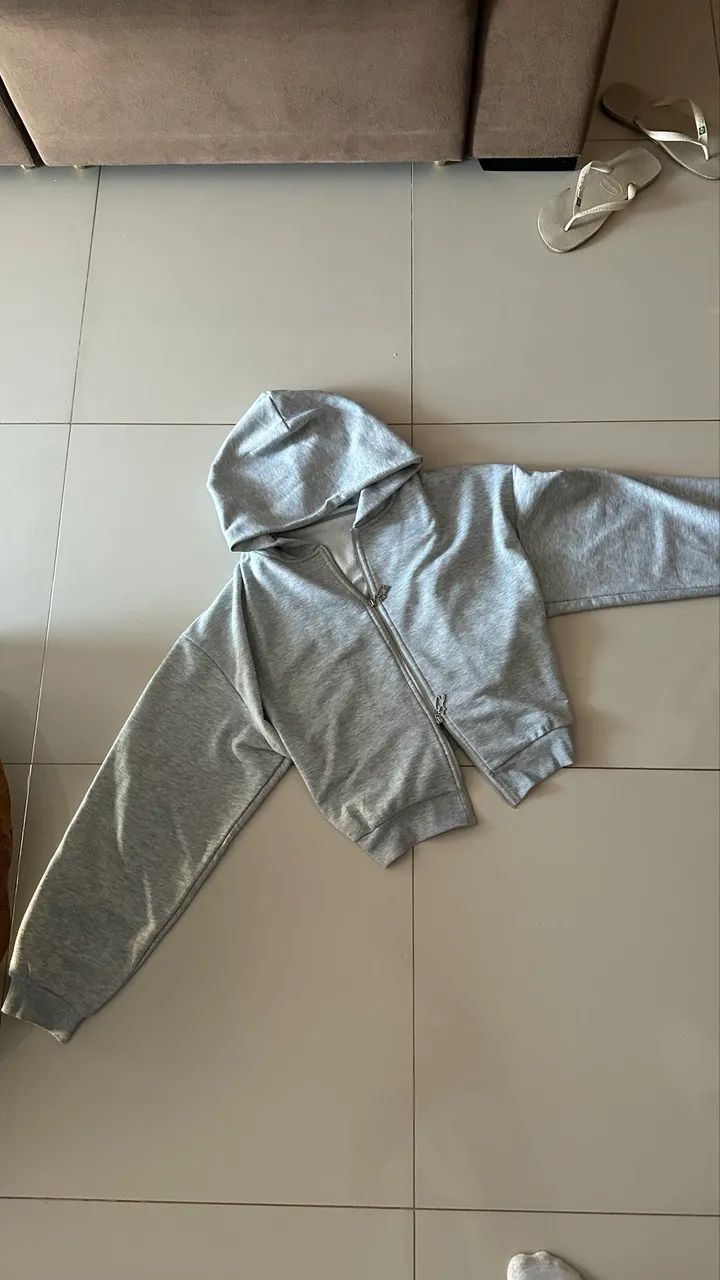 BLUSA DE FRIO DOUBLE ZIPZ CINZA  - Foto 4