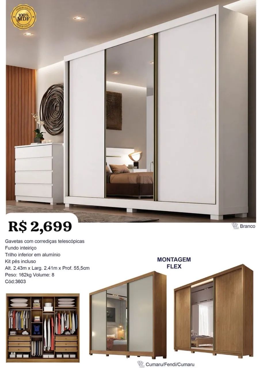 Guarda Roupa Diamond 100% MDF - Promoção  - Foto 3