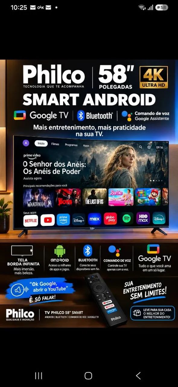 Tv philco 58 polegadas 4k Android Bluetooth comando de voz leia o anúncio todo  - Foto 5