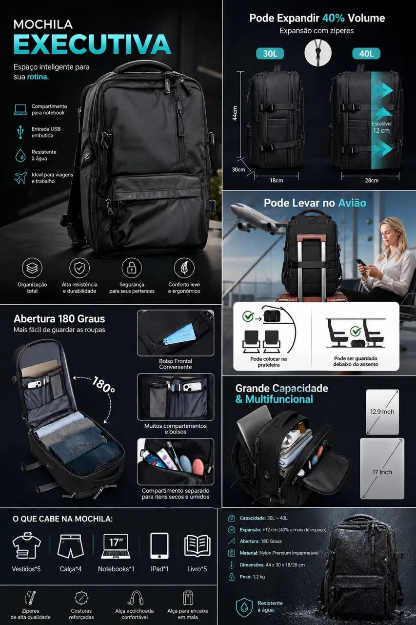 Mochila Mala Executiva 40L  - Foto 2