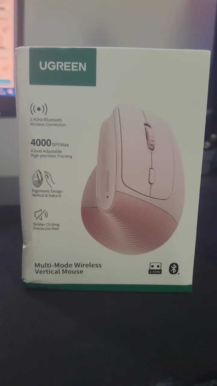Mouse Vertical Ugreen Rosa BLUETOOTH e 2.4G - M571P  - Foto 2