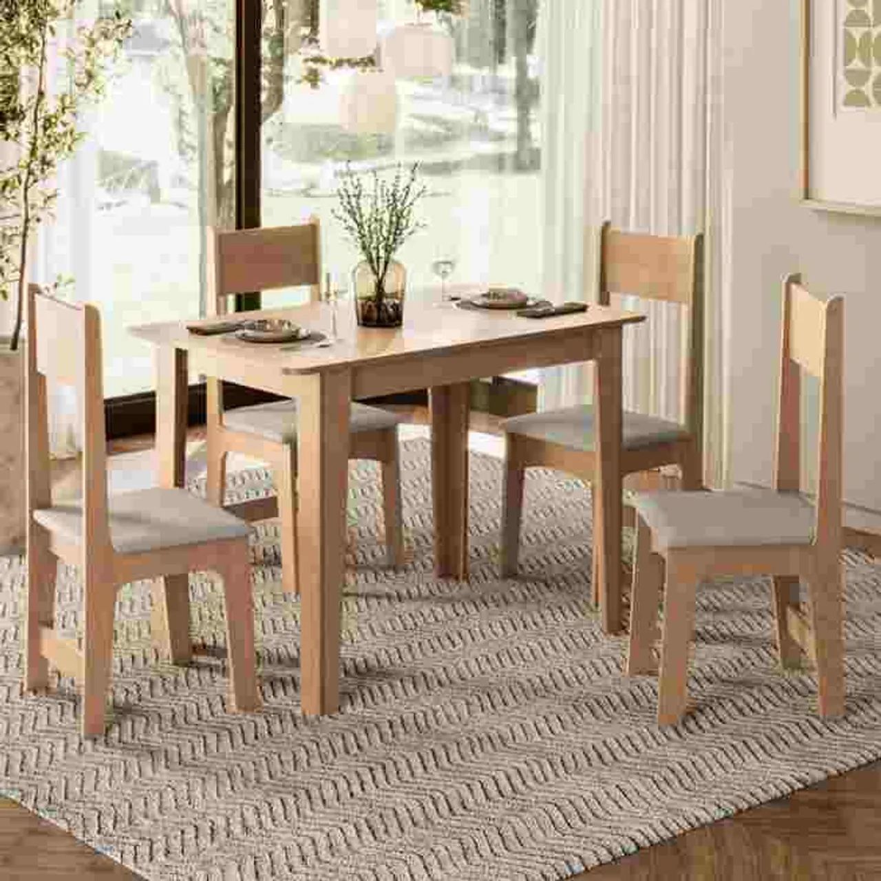 Conjunto Sala Jantar Delta Tmp Retangular Mel 110 com 4 Cds Delta Mel