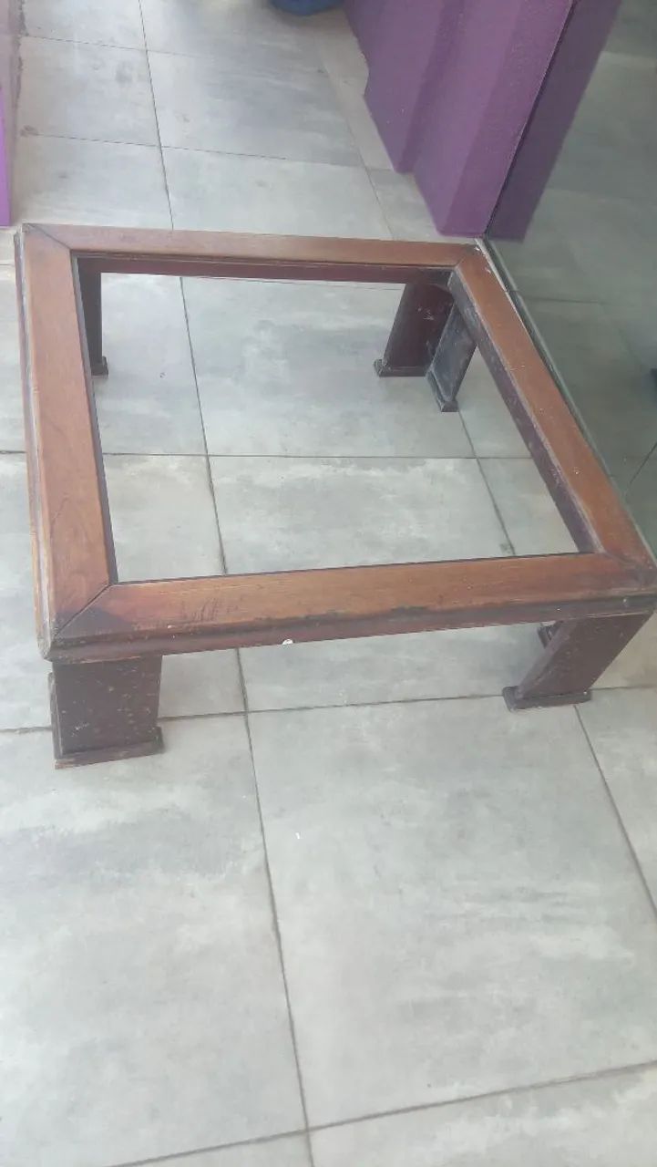 Mesa centro 98,5x98,5 cm observação sem o vidro 
