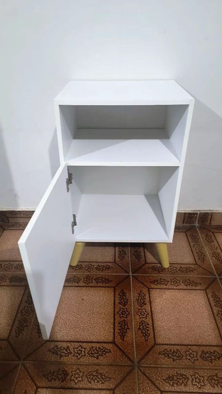 Mesa de Cabeceira Com Porta Nicho Quarto Casal Decoração Retro Rapallo - Foto 5