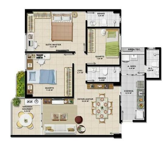 Apartamento 3/4 na Mansão de Fiori - Foto 14