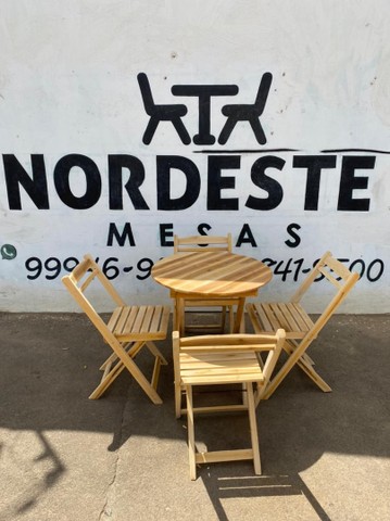Jogo de mesa redonda com cadeiras de madeira  - Foto 4