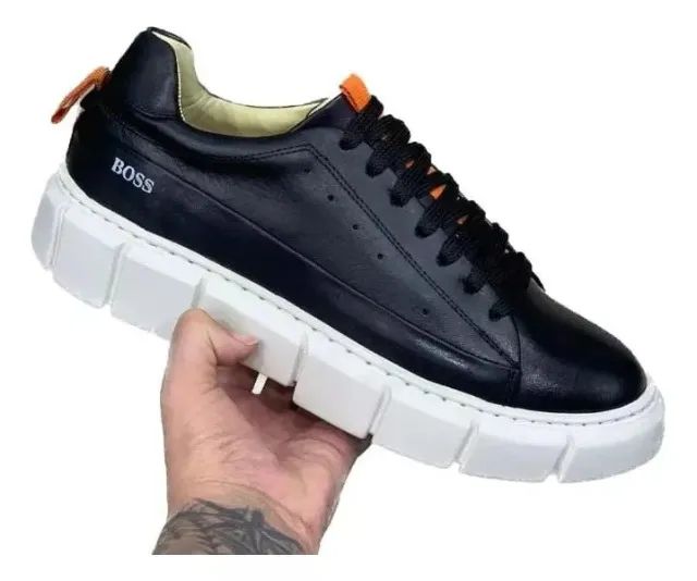 Tênis Sapatênis Hugo Boss Couro De Grife Na Caixa Novo Sem Uso Vários Tamanhos