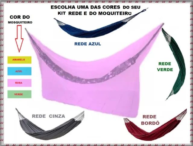 Kit - Rede de dormir casal 4,00 X 1,40 m e mosquiteiro