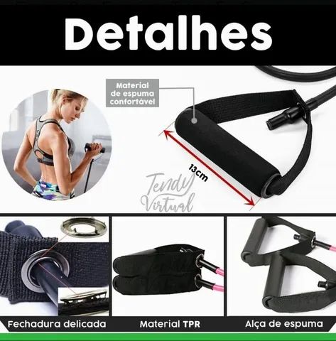 Elástico Malhar  Powertube Extensor Flexível Com Pegadores Macios - Foto 2