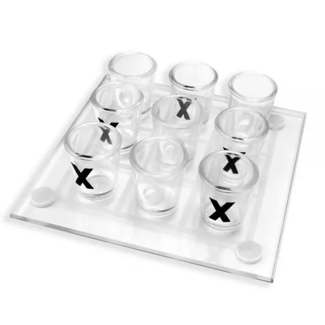 Jogo Da Velha Shot Drink Vidro 9 Copos 10 Ml Tabuleiro Vidro - Foto 3