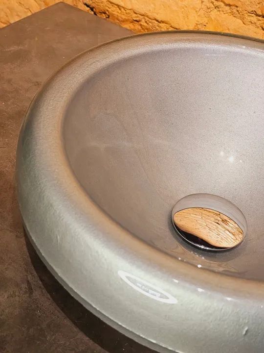 Cuba Pia banheiro em Vidro Prata Semi Encaixe Vmex - Foto 4