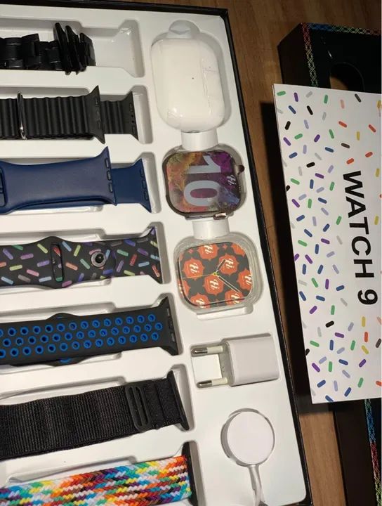 Relógio Smartwatch 9 Lançamento Kit Completo com pulseiras, fone de ouvido e relógio - Foto 2