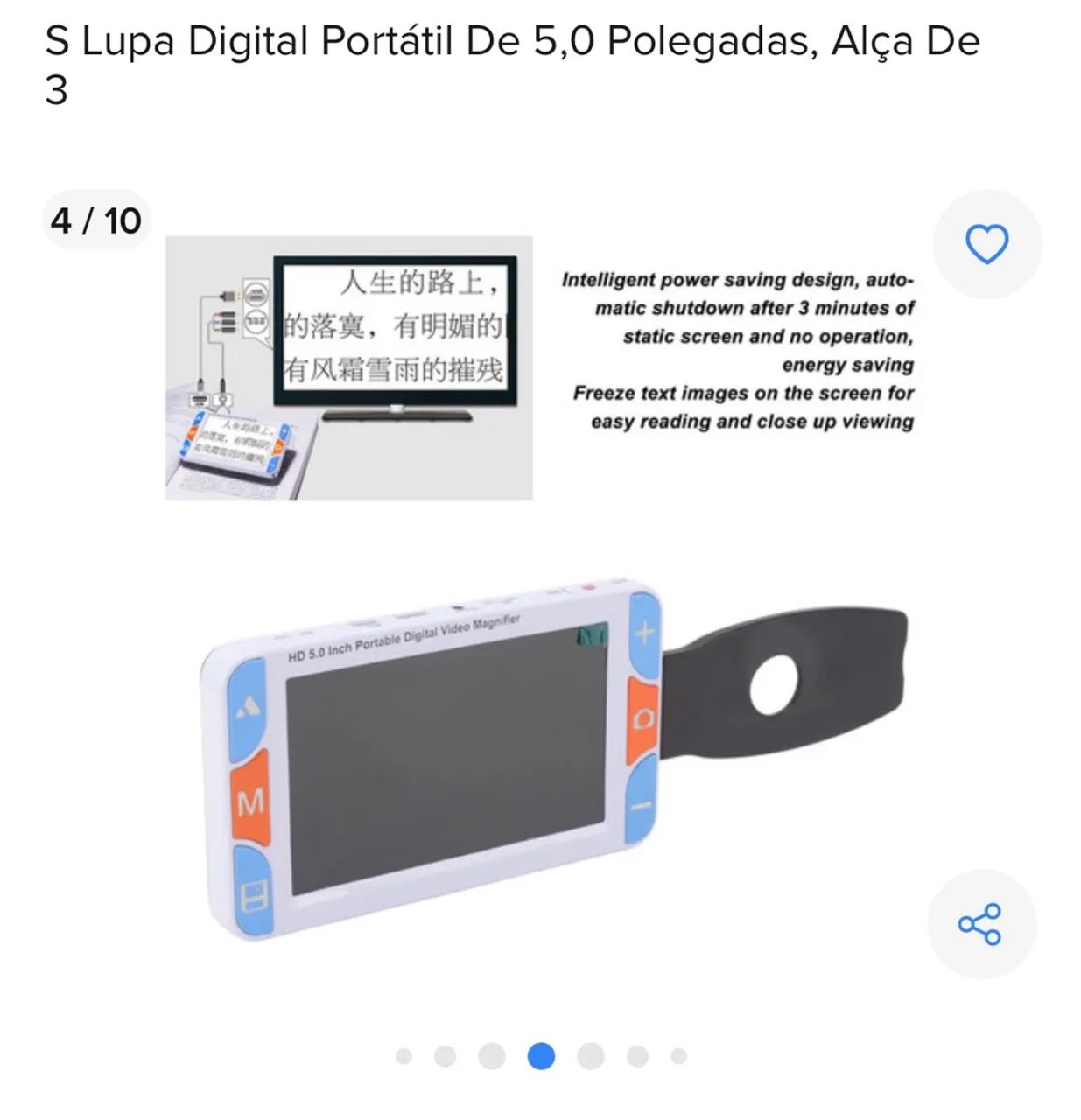 Lupa Digital Portátil 5.0 Polegadas - Alça - Tela LCD - Foto 2