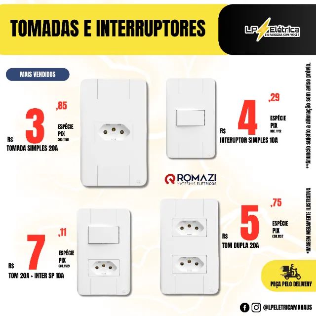 Tomadas e Interruptores Novos - Promoção