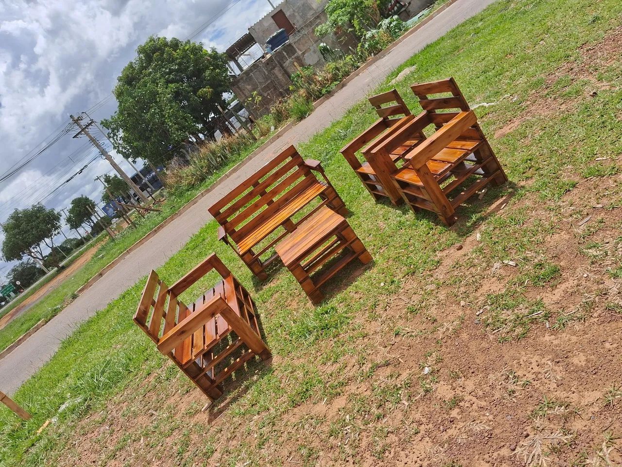 Conjunto de bancos em palete  - Foto 2