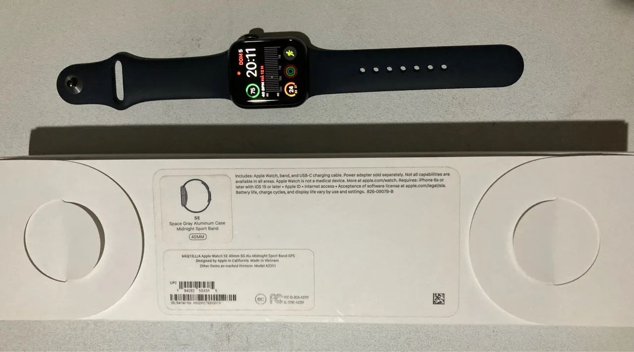 Apple Watch SE GPS 40mm Space Gray/Midnight -Novo - Foto 3