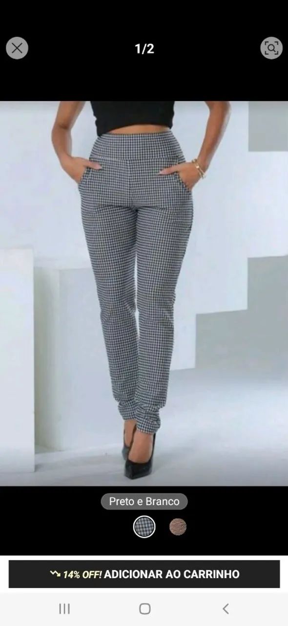 Calça xadrez preto e branco Roupas Messejana, Fortaleza