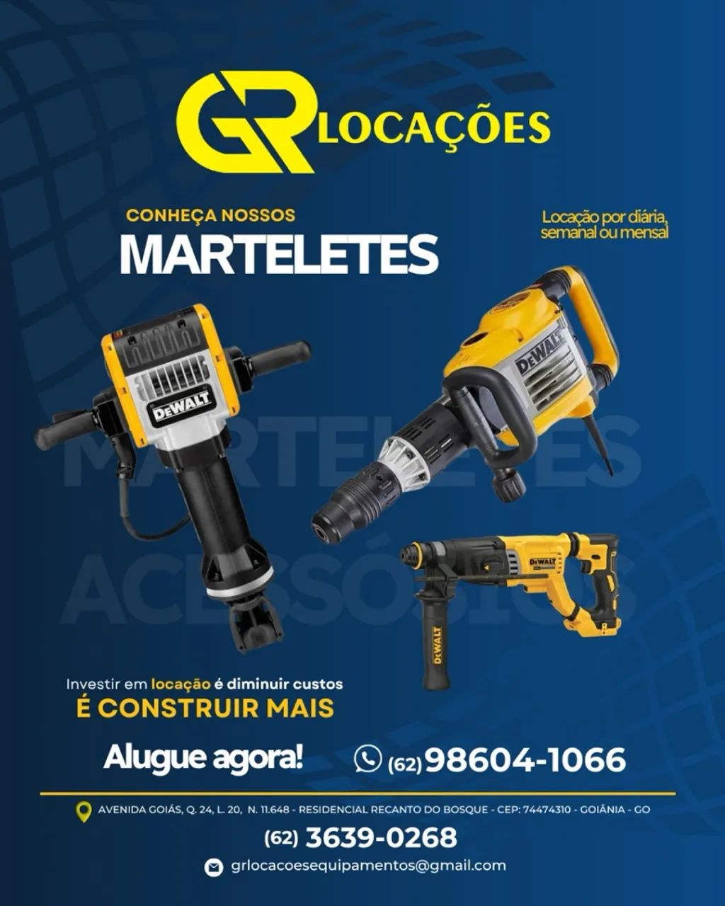 Aluguel de Marteletes Dewalt - GR Locações