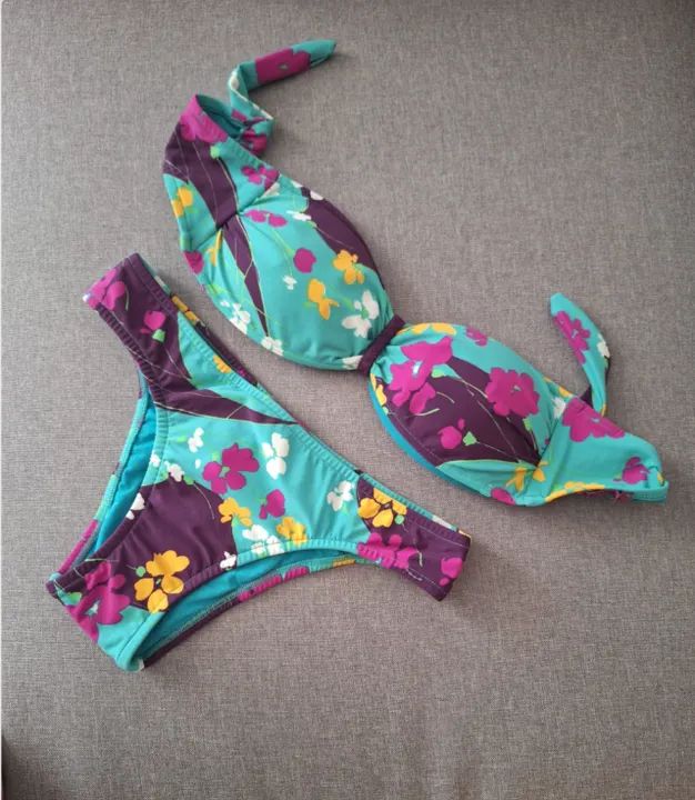 Biquini Salinas turquesa com estampado floral