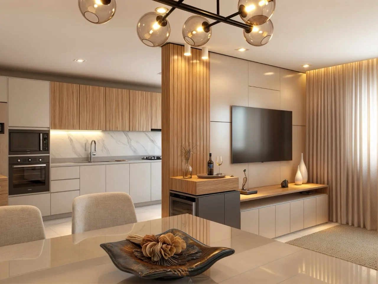 Projeto de apartamento moderno e aconchegante