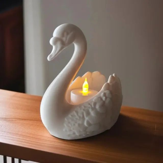 escultura cisne branca enfeite porta vela decorativa minimalista casa mesa novidade 2025 - Foto 2