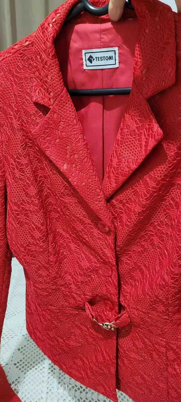 Conjunto de blaser  Vermelho Testoni Elegante - Foto 3