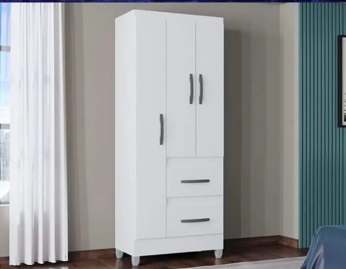 Guarda-Roupa 3 Portas e 2 Gavetas Branco