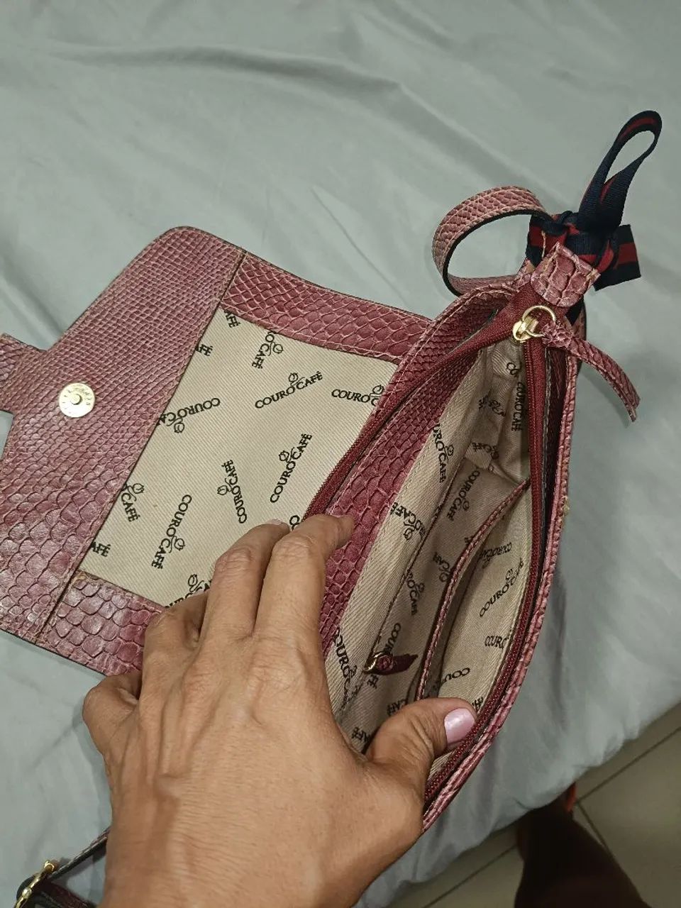 Bolsa Couro Café seminova