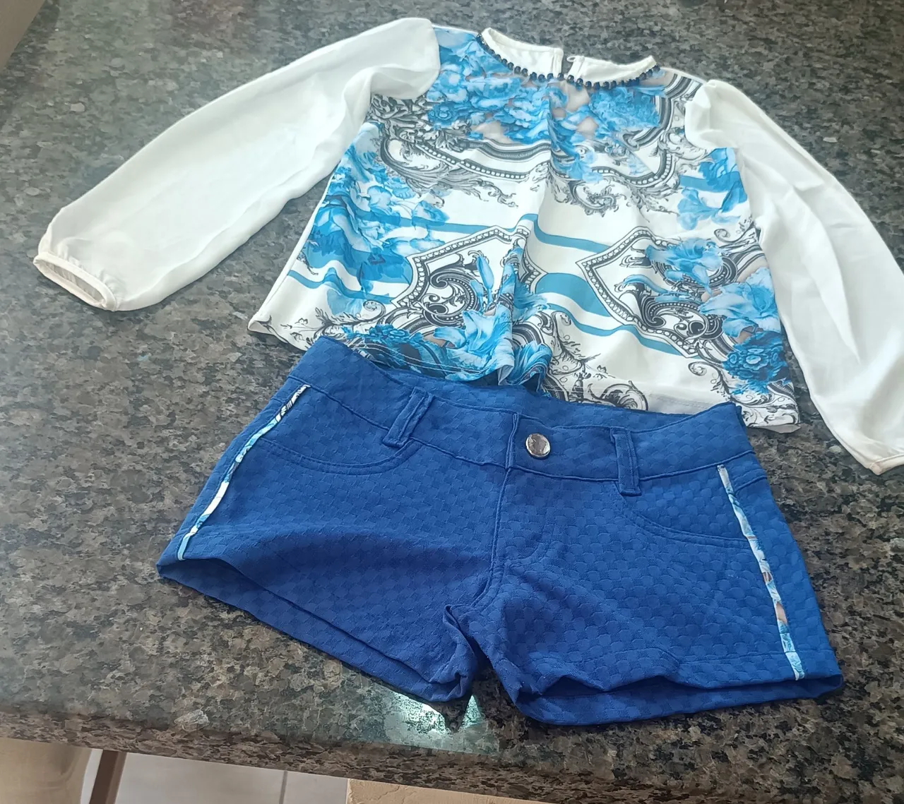Conjunto Infantil Blusa e Shorts Azul