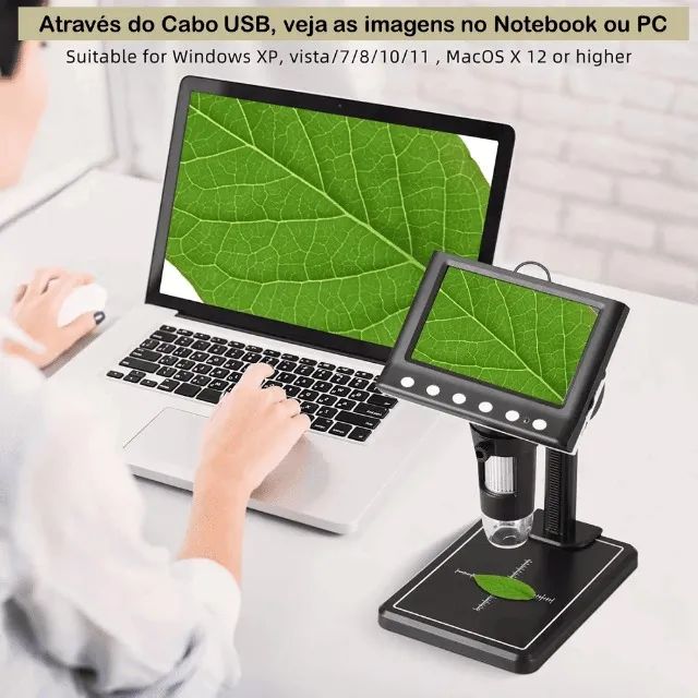 Microscópio LCD Digital Aumento Zoom 1000x USB Para Mesa Laboratório - LE2072 - Foto 2