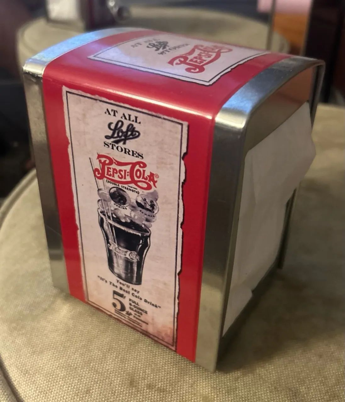 Porta guardanapo retrô com estampa Pepsi 