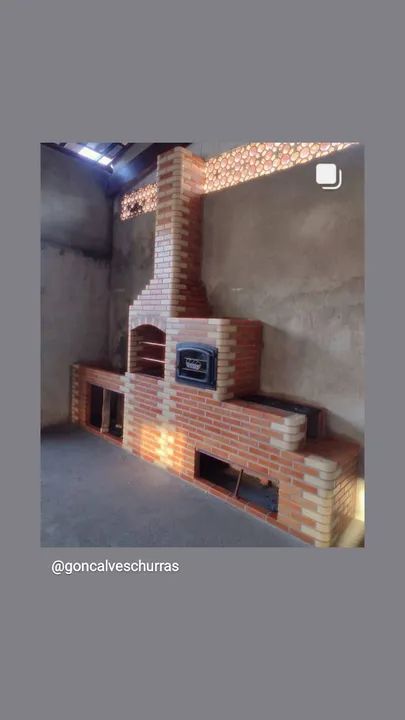 Churrasqueira Forno blindado e fogão a lenha e base 