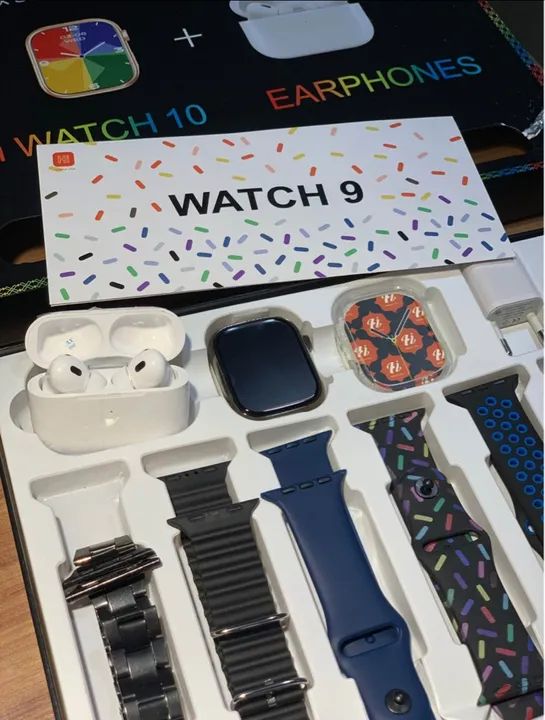 Relógio Smartwatch 9 Lançamento Kit Completo com pulseiras, fone de ouvido e relógio - Foto 5