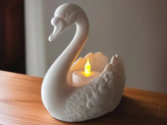 escultura cisne branca enfeite porta vela decorativa minimalista casa mesa novidade 2025