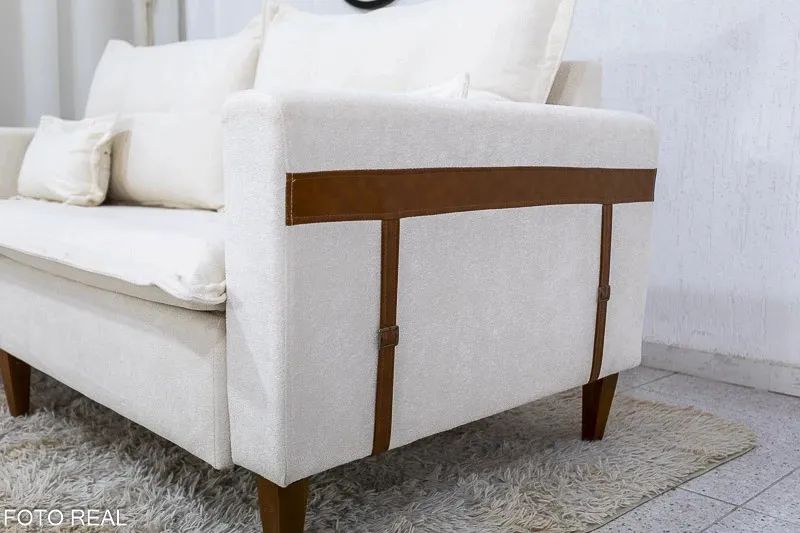 Sofá 3 lugares 2.08m Boucle Bege Pillow Top rf543 - Foto 3