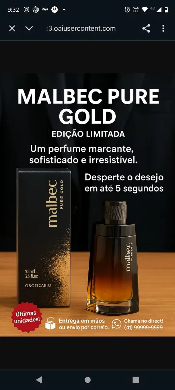 Malbec Pure Gold Edição Limitada - Perfume Marcante