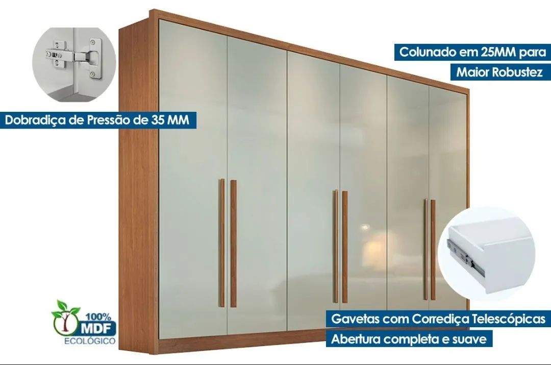 Guarda Roupas Casal Mdf Robust com montagem e entrega grátis consulte*  - Foto 2