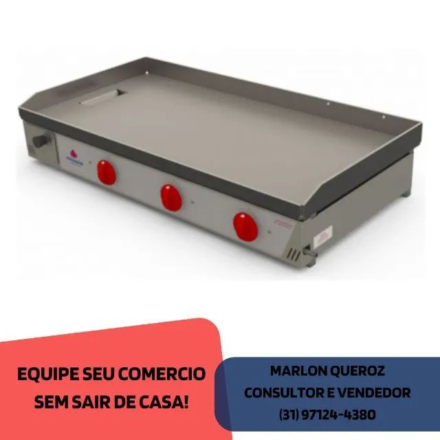 Chapa de Lanches 3 Queimadores 1 Metro Nova