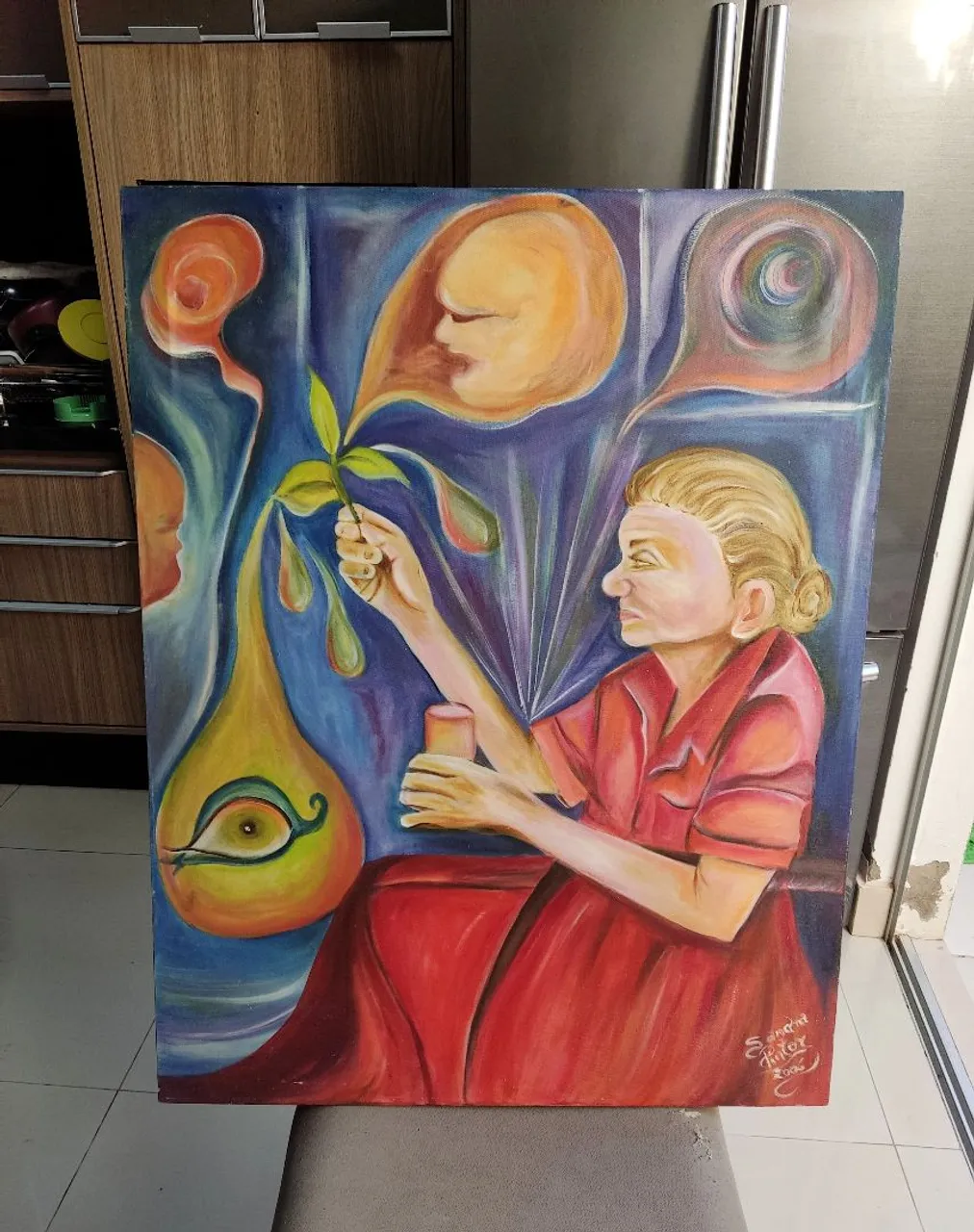 Quadro original A Curandeira 90cmx70cm pintura tradicional