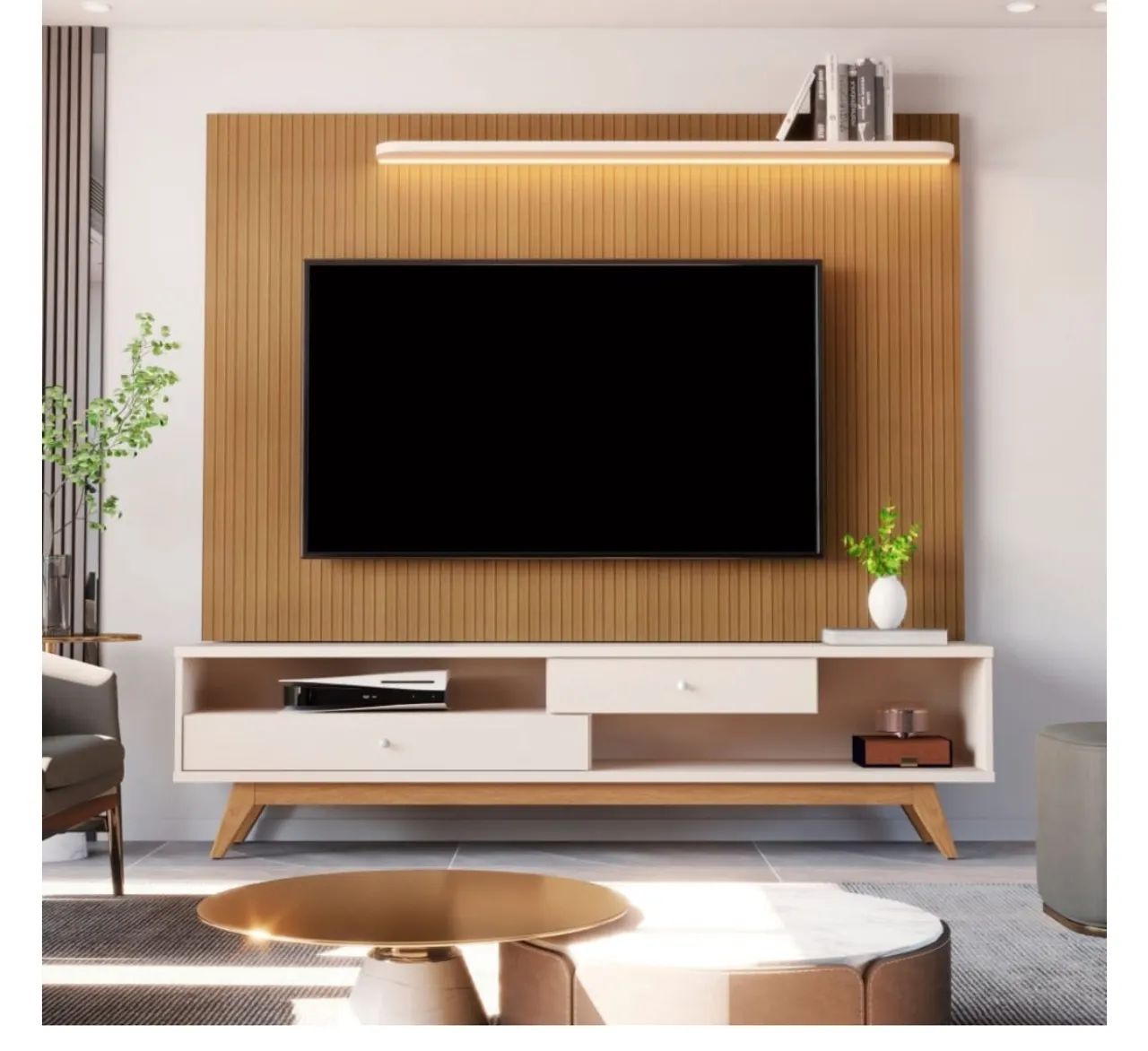 Painel para TV Moderno com Rack Integrado