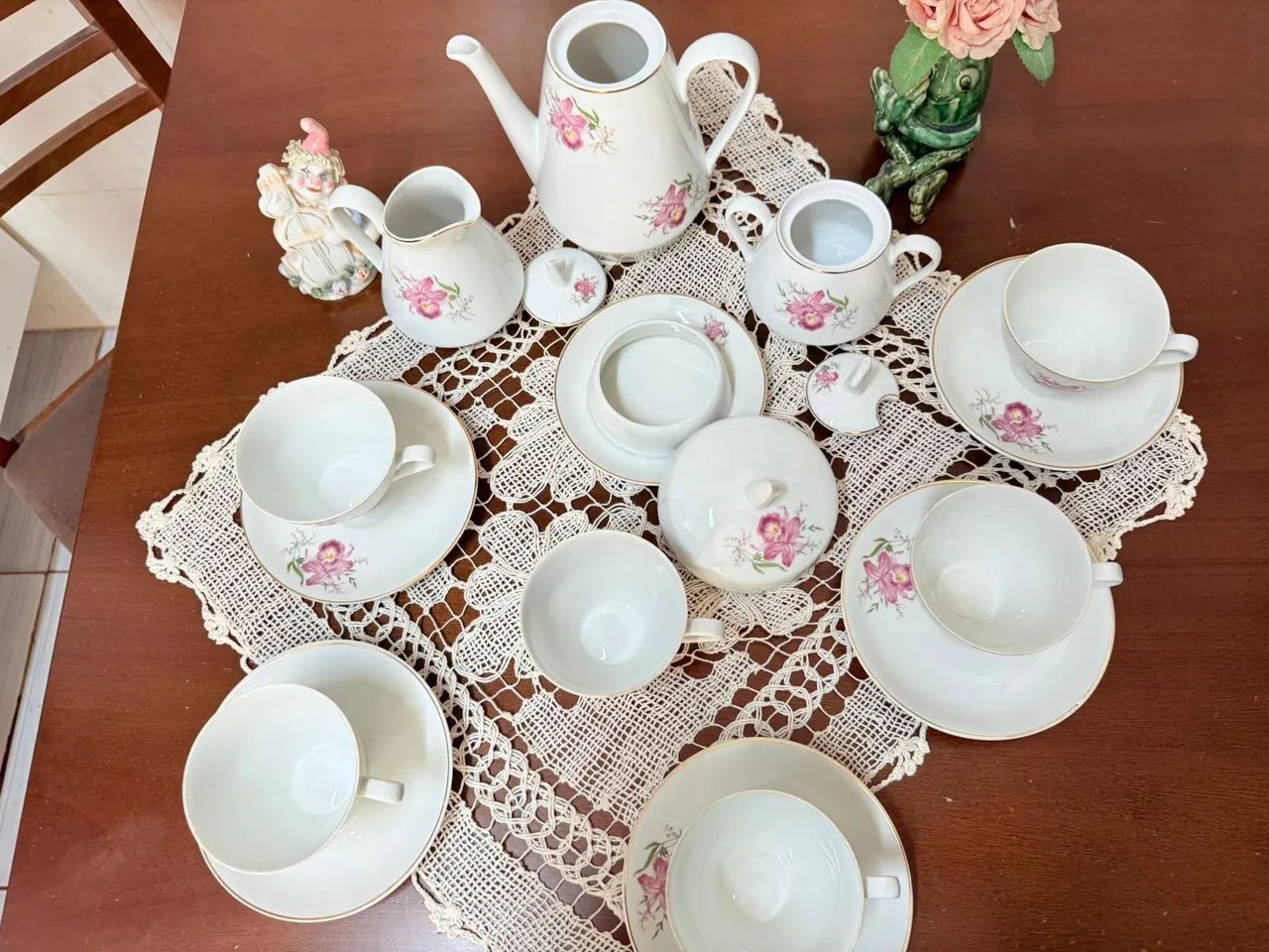 Antigo jogo de chá em porcelana Steatita Paraná anos 70 - Foto 3