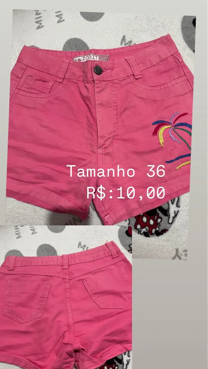 Shorts Jeans Rosa Tamanho 36