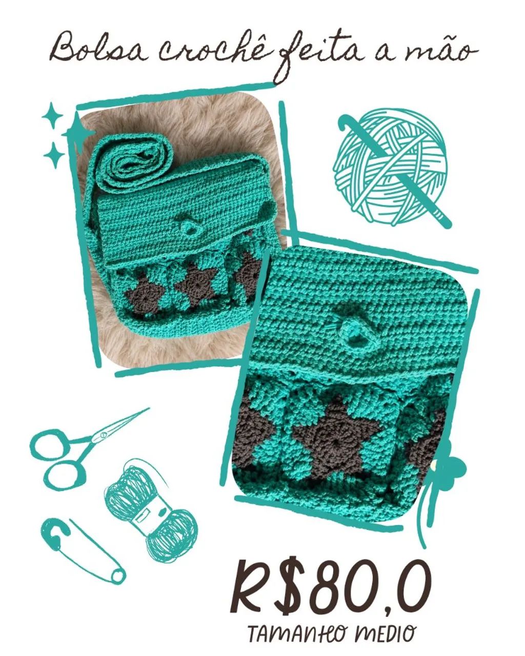 Bolsas de crochê feitas a mão 