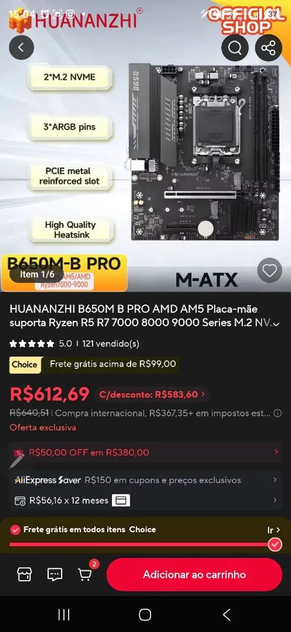 Placa Mãe B650M AM5 DDR5 (Nova) - Preço de Importação - Foto 5
