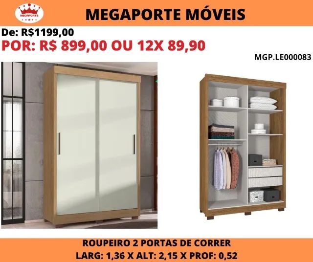 GUARDA ROUPA SOLTEIRO PORTAS DE CORRER - Foto 3