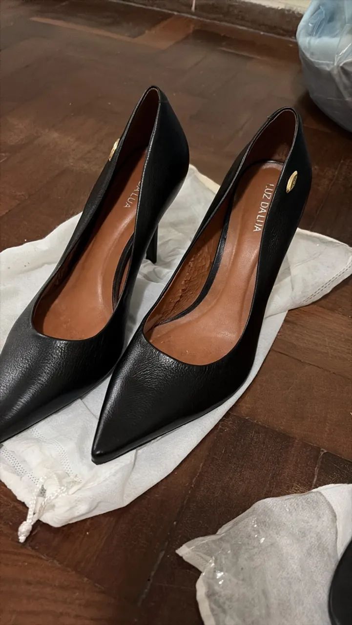 Sapato Scarpin Luz Da Lua Couro PRETO - Foto 4