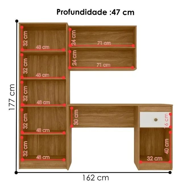 Mesa Escrivaninha Com Armário Nicho Home Office Multiuso - Foto 3